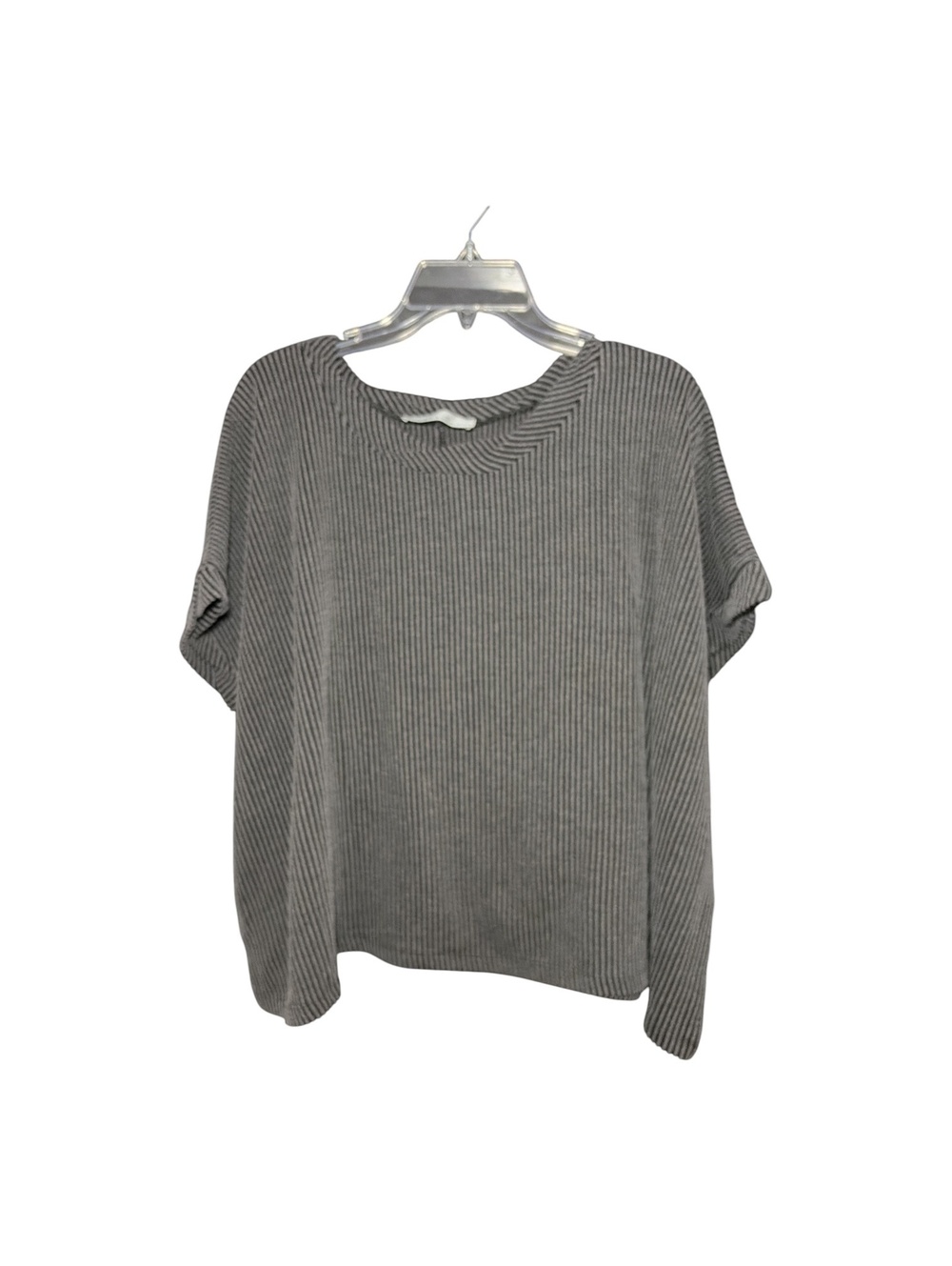 Zenana Size L/XL Oversized Black and Gray Corded Rib Top